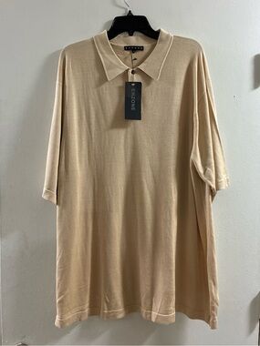 NWT Men's Beige Polo Shirt — Relaxed Casual Knit